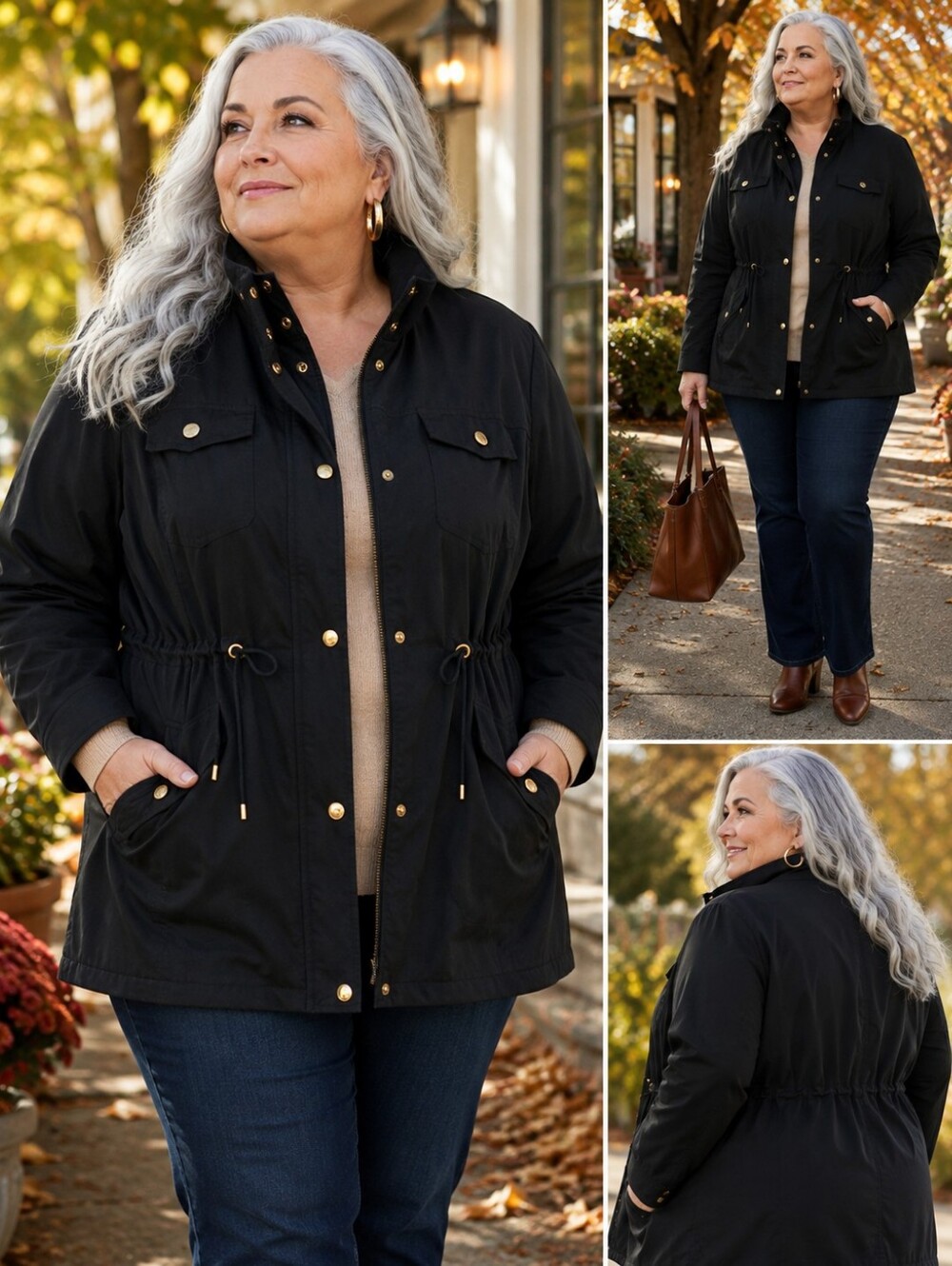 Lauren Ralph Lauren 2X Black Anorak Utility Field Jacket Gold Hardware